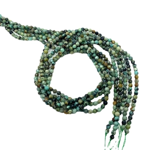 Faceted African Turquoise round beads for DIY jewelry making in natural blue-green tones
