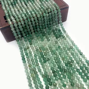 Natural Green Crystal Stone Faceted Round Loose Beads For DIY Jewelry Making Bracelet Necklace Accessories Small Spherical Beads