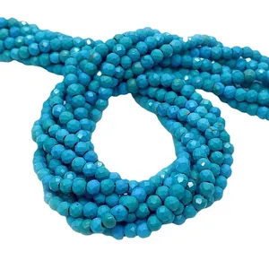 Gefacetteerde natuurlijke turquoise kralen in cirkelvormige spiraalstrengen voor DIY sieraden