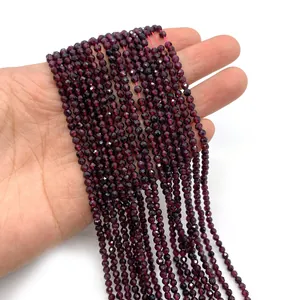 Deep red faceted garnet stone beads in 2-4mm strands for DIY bracelet making