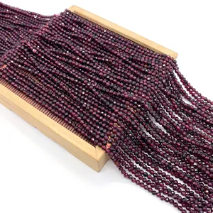 Faceted natural garnet beads strands 2mm to 4mm for high-end DIY jewelry making