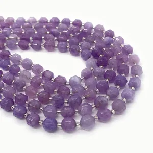 Natürliche Lavendel-Amethyst-Perlen mit Silber-Abstandhaltern für DIY-Schmuck