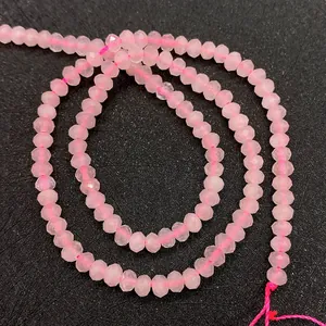 Faceted rose quartz beads strands in light pink for DIY jewelry making accessories