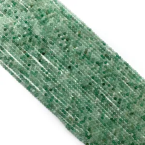 Faceted Green Aventurine natural stone round beads for DIY bracelet jewelry making