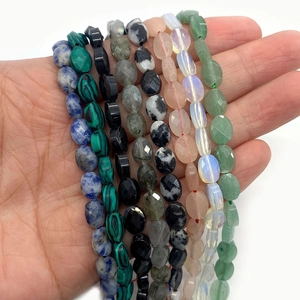 Gefacetteerde ovale edelsteenkralen van malachiet, lapis lazuli en opaal voor sieraden