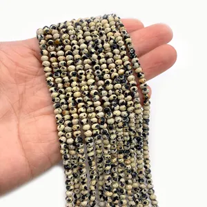 Faceted Dalmatian Jasper natural stone beads 2x3mm for DIY jewelry making