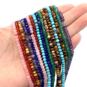 Faceted 2-4mm natural stone round beads set including amethyst and tiger eye for DIY jewelry