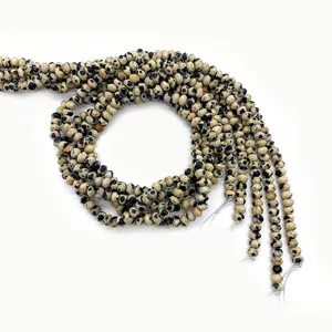 Faceted Dalmatian Jasper beads 2x3mm loose stone strands for DIY jewelry making