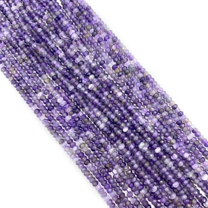 Macro detail of natural faceted purple amethyst beads for jewelry making and DIY projects