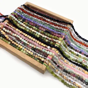 Perles naturelles facettées de 4mm en oeil de tigre et grenat pour bijoux artisanaux
