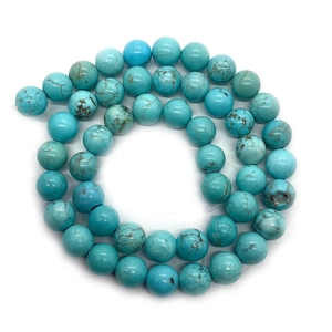 Round turquoise blue loose beads with black matrix veins for DIY jewelry making