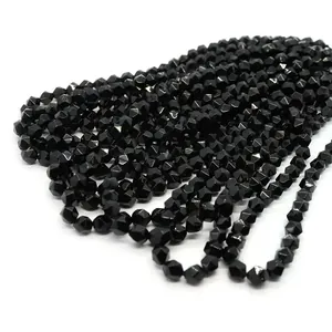 Faceted black natural stone agate beads for DIY jewelry bracelets and necklaces