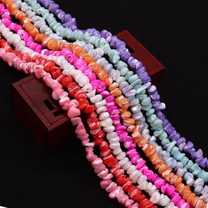 Natuurlijke Zee Schelpkraal Snippers Onregelmatig Geverfd Recht Gat Losse Kralen Voor DIY Sieraden Maken Kettingen Armbanden Accessoires