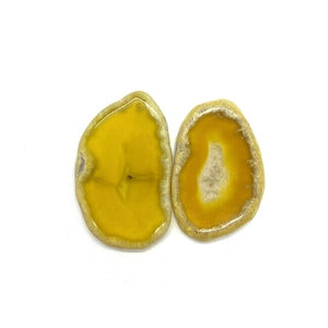 Natural yellow agate slices in irregular shapes with pre-drilled holes for DIY jewelry