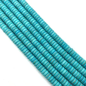 Perle a Disco in Turchese Naturale Lucidate Piatte Tonde Heishi Perle in Pietra Sfuse per Collana Bracciale Fai da Te