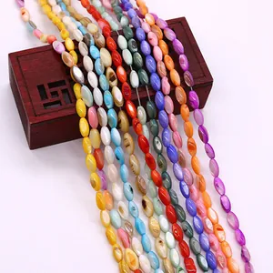 Cuentas de Concha Natural Forma de Arroz Ovalado Cuentas Sueltas para Creación de Joyas DIY Collares Pulseras Accesorios de Nácar
