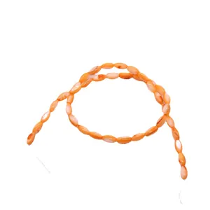 Tira de cuentas de concha natural rosa y naranja 5x8-6x9mm para joyería artesanal