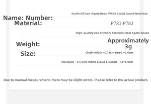 Detailed specifications of agate bead necklace made of titanium steel with dimension data