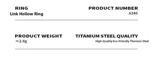 Detailed specifications of link cutout ring in titanium steel, item A346, weight 2.8g