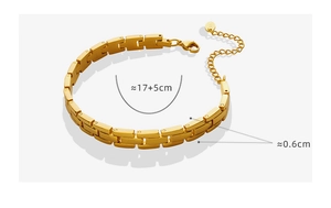 Detailansicht eines 17+5cm gold Armbands aus Titanstahl mit Abmessungen von 0.6cm Breite
