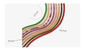 Close-up showing colorful oval zircon stones set in gold base necklace and bracelet