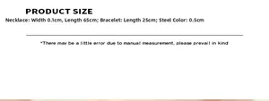 Specifiche delle dimensioni per il set di collana e bracciale a catena serpente placcato oro 18K