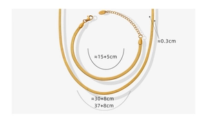 Detailed measurement guide for the 18K gold snake chain necklace and bracelet set