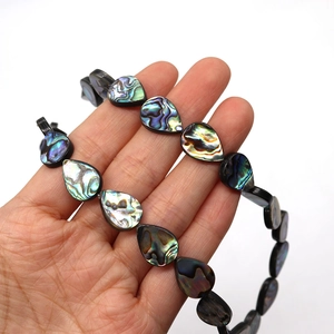 Natural teardrop abalone shell beads with iridescent luster for DIY jewelry making