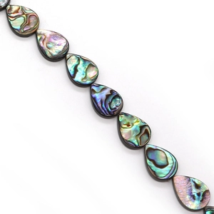 Iridescent abalone shell teardrop beads with rainbow luster for DIY jewelry making