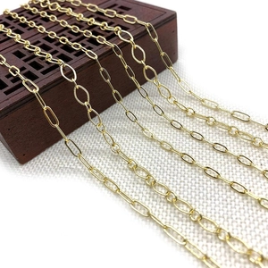Vintage Copper Jewelry Chain Gold Plated Oval Paperclip Link Bulk Necklace Findings For DIY Bracelet Jewelry Making Crafts
