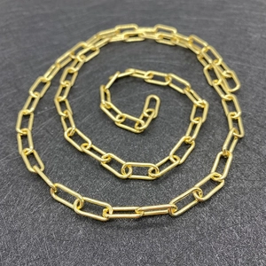 Golden 8x13mm copper paperclip chain roll for DIY jewelry making with oval twisted links