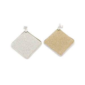 Paire de pendentifs carrés 53mm en coquille avec paillettes or et argent pour bijoux DIY