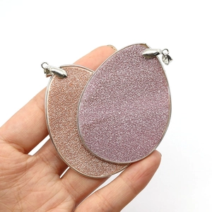 Teardrop shell pendant in purple and copper with glitter finish for DIY jewelry