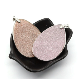 Natural shell water drop pendants with glitter frosted finish and metal hooks