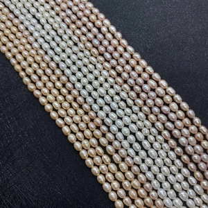 Natural oval freshwater pearl strands in white pink purple for DIY jewelry making