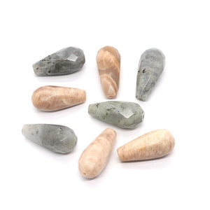 Faceted natural labrodorite and sunstone waterdrop beads for DIY jewelry making