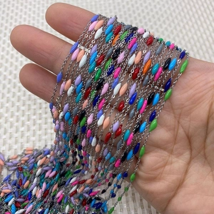 Colorful rice bead stainless steel chain link roll for DIY jewelry making and crafts