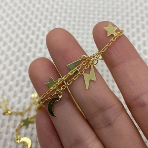 Golden chain with star, moon and lightning pendants for DIY jewelry and bags