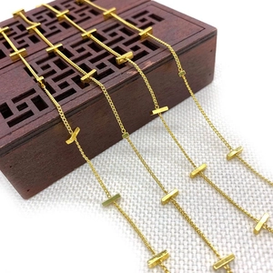Gold Plated Copper Twist Rectangular Bar Link Chain For DIY Necklace Bracelet Jewelry Making Minimalist Fashion Accessories