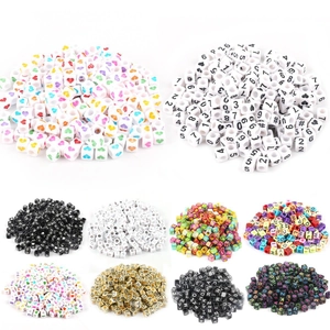 Acrylic cube beads with letters, numbers, and hearts for personalized jewelry DIY