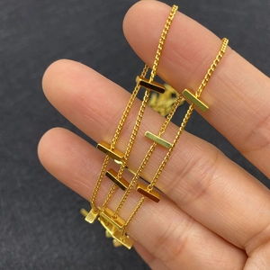 Golden rectangle bar textured twist chain for DIY jewelry making handheld view