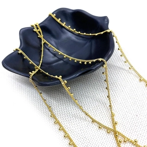 Polished 2mm golden beaded cable chain roll for DIY jewelry making and necklace crafts
