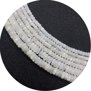 Cuentas de nácar blanco natural en forma de ábaco para collares de joyería DIY