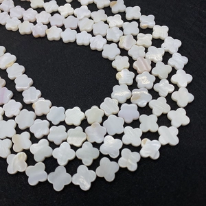 Natural white mother of pearl plum blossom flower beads for DIY jewelry making