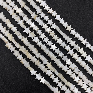 Cuentas de concha blanca natural en forma de estrella con brillo para joyería DIY