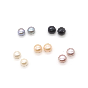 Lustrous natural freshwater button pearls in five colors for jewelry making
