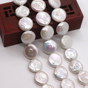 Cuentas de Perlas de Agua Dulce Blancas Naturales Forma de Moneda y Botón Cuentas Sueltas Barrocas Pulidas Para Joyas DIY