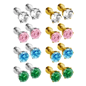 Détail de 8 paires de boucles d'oreilles en acier inoxydable en argent et en or