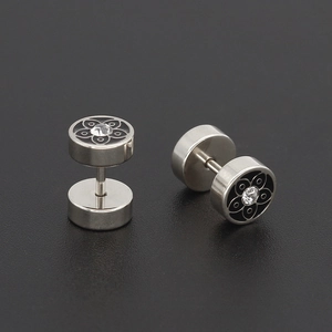 Pendientes de plata retro con patrón floral y circón brillante de estilo moderno