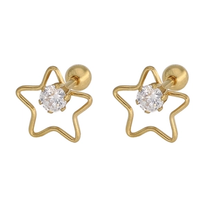 Boucles d'Oreilles Clous en Acier Inoxydable Forme Étoile Coeur Triangle Zirconia Incrusté Boucles d'Oreilles Piercing Femme Homme Bijoux